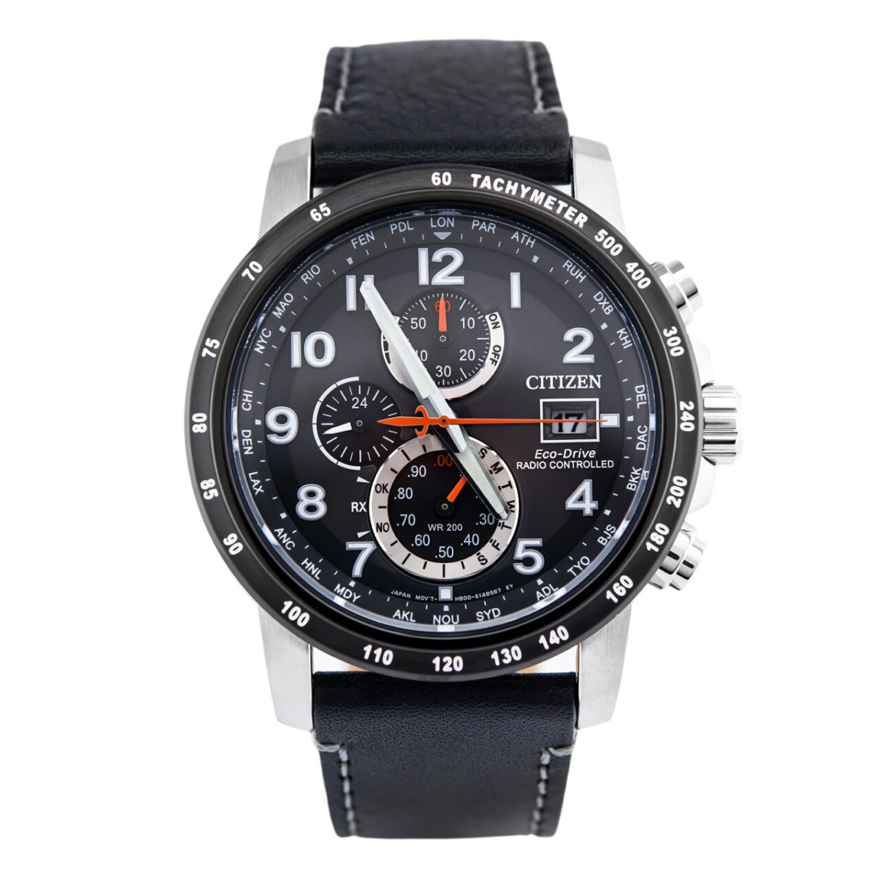 Citizen Radiocontrollato h800 sport crono cinturino pelle Bao Gioielli
